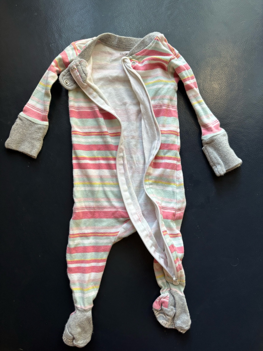 Striped Baby One-Piece Romper in Pink and Mint